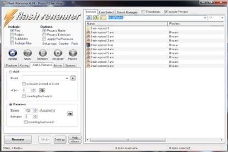 Flash Renamer Menu