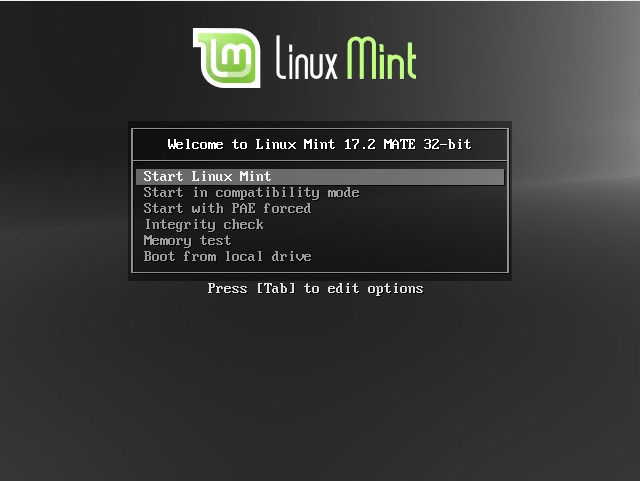 Menu Boot Linux Mint