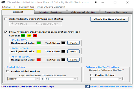 Cleanmem Menu