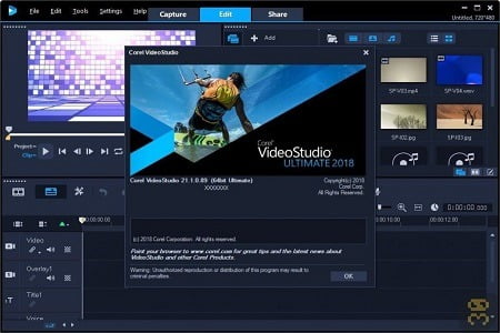 Corel VideoStudio Ultimate 2018 Menu