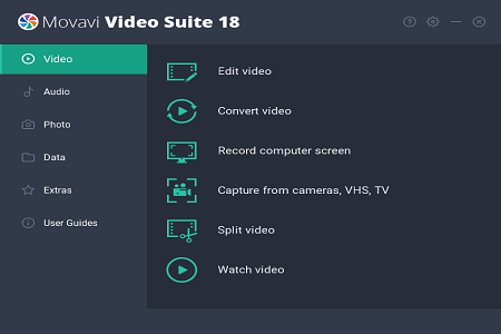 Movavi Video Suite 18 Menu