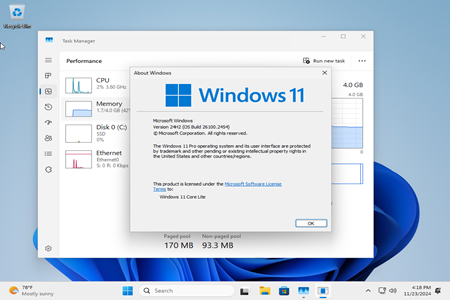Win11 24H2 Lite Menu