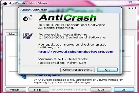 Anti crash menu