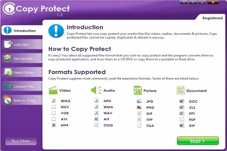 Copy Protect Menu Copy Protect Menu