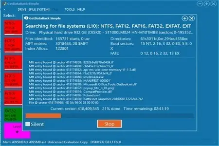 getdataback 5.5 menu