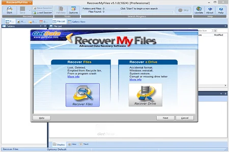 Recover My Files Menu