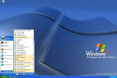 Win xp 64 bit menu
