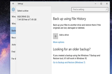 Backup Win 10 Menu