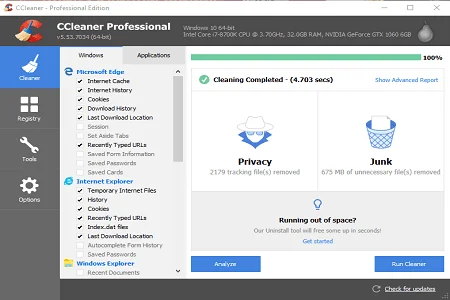 ccleaner menu