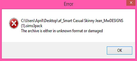 Error Damaged Menu