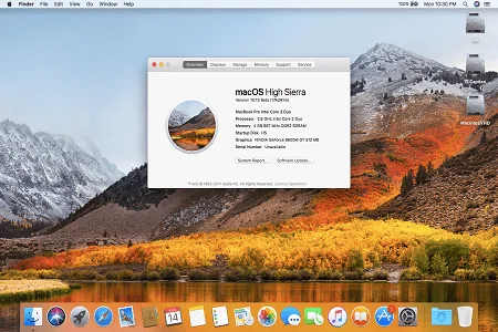 MacOs High Sierra Menu