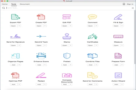 Adobe acrobat 2018 menu