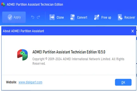 Aomei Partitioon Assistant 10.5 Menu
