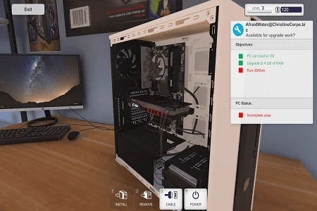 pc building simulator menu