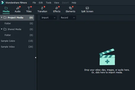 wondershare filmora x menu all
