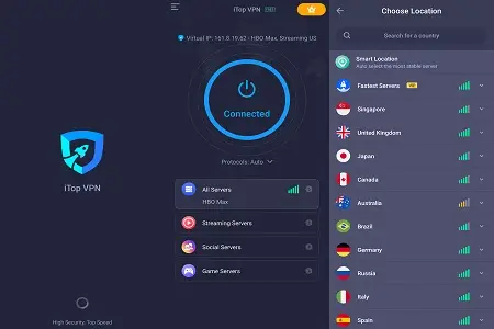 iTop VPN Menu