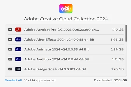 Adobe Master CC 2024 Menu