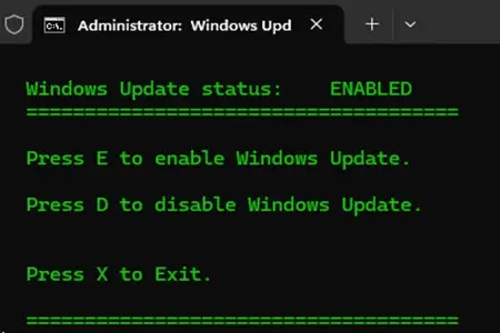 Windows Update Switcher Menu