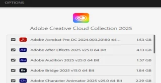 Adobe Master CC 2025 Menu