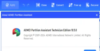 Aomei Partitioon Assistant 10.5 Menu